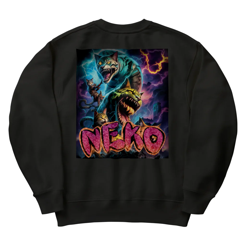 NEKOMETALの行け！疾風迅雷ねじり猫（バックプリント） Heavyweight Crew Neck Sweatshirt