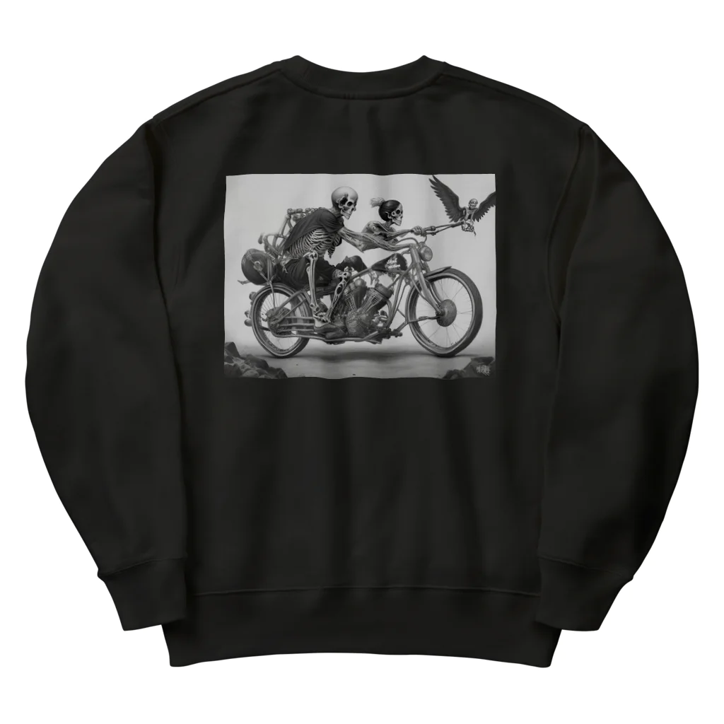 Skull sectionのバイクとドクロ（黒メイン） Heavyweight Crew Neck Sweatshirt