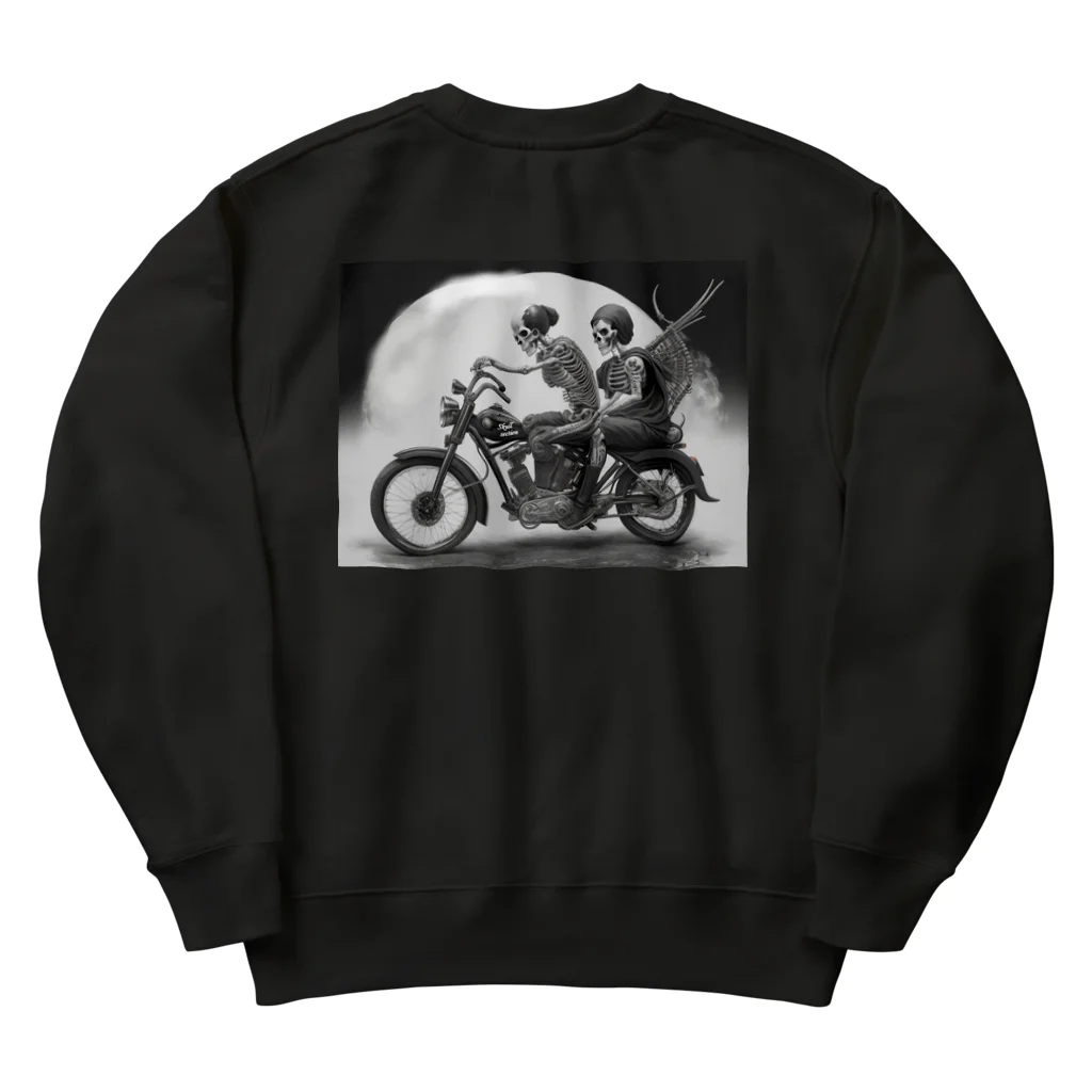 Skull sectionのバイクとガイコツ（黒メイン） Heavyweight Crew Neck Sweatshirt