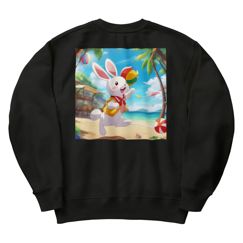 walkerplusのビーチボールをするうさぎ Heavyweight Crew Neck Sweatshirt