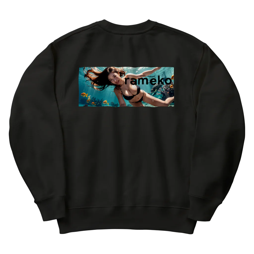 ramekoのラメ子_水着_黒 Heavyweight Crew Neck Sweatshirt