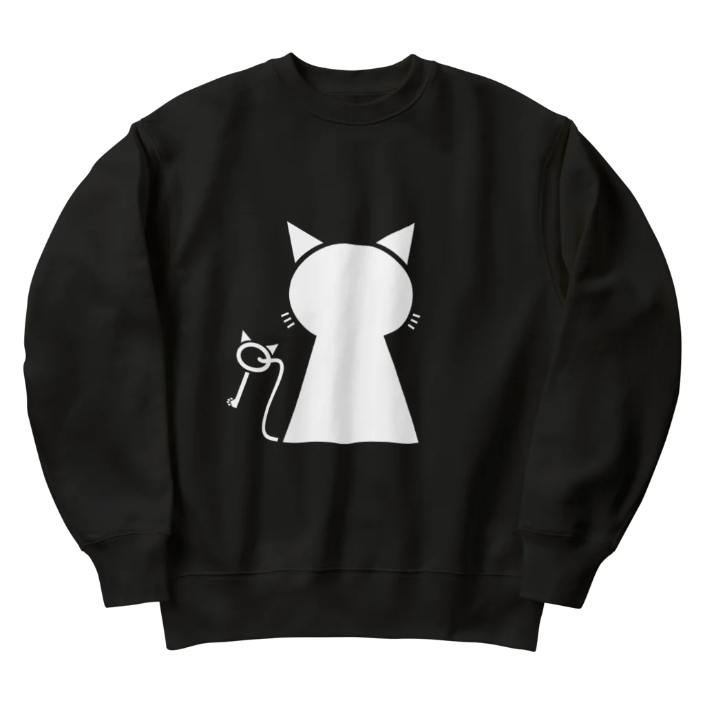 無水屋の鍵穴っぽい猫 (白猫) Heavyweight Crew Neck Sweatshirt