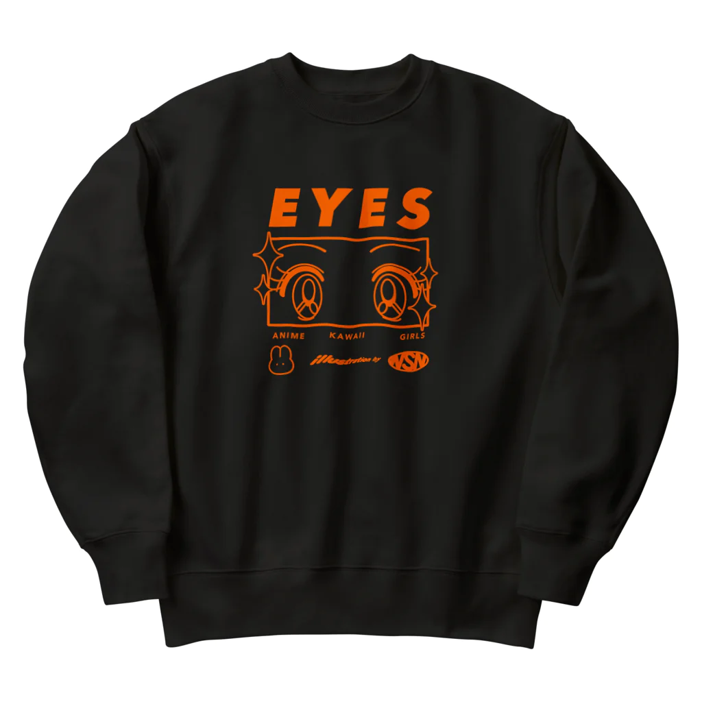 nsnのEYES(orange) Heavyweight Crew Neck Sweatshirt