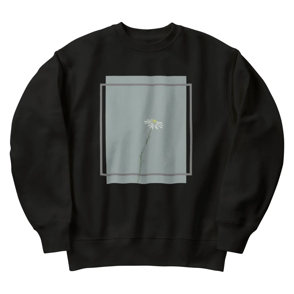 rilybiiの*white flower* gray green blue Heavyweight Crew Neck Sweatshirt