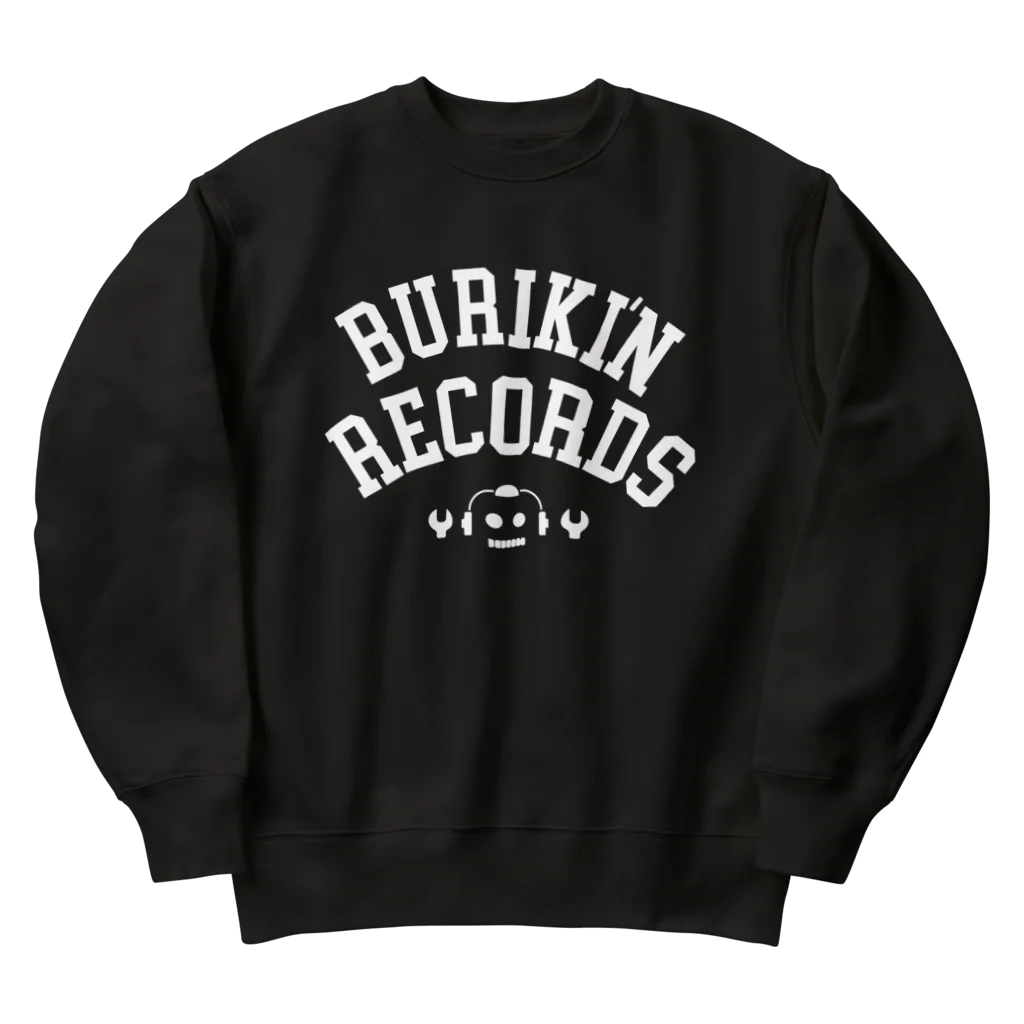 BURIKI'N RECORDSのブリキン定番ロゴ(ホワイトロゴ) ヘビーウェイトスウェット