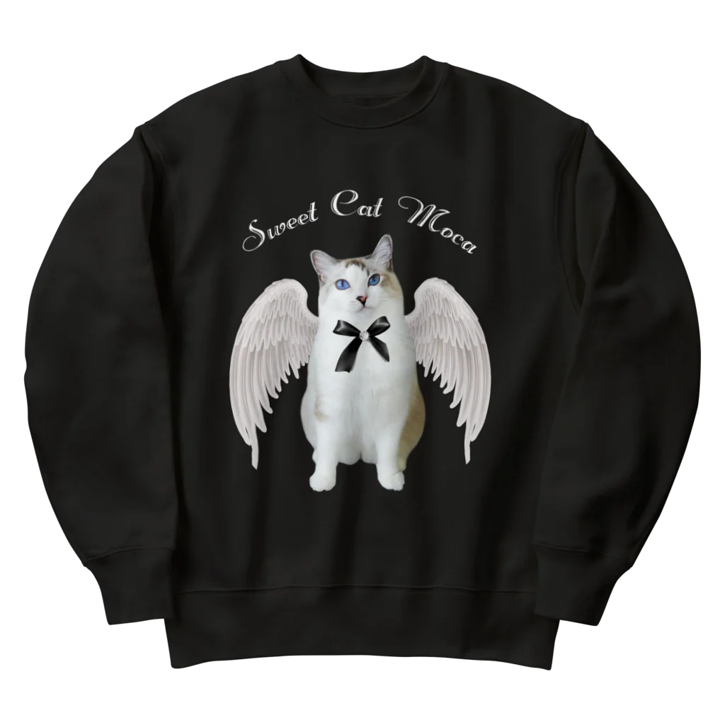 ふとんの♱𝔞𝔫𝔤𝔢𝔩 𝔠𝔞𝔱 𝔪𝔬𝔠𝔞♱ Heavyweight Crew Neck Sweatshirt