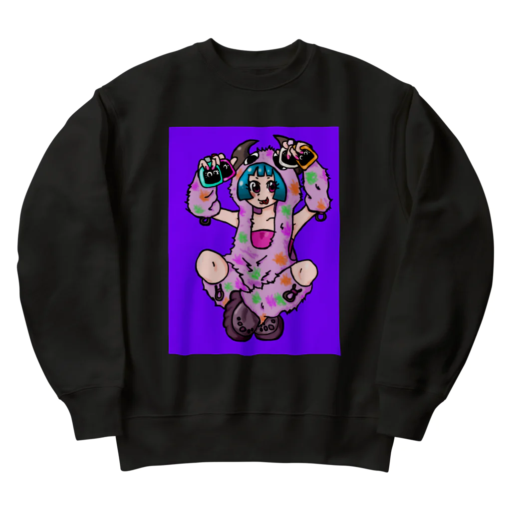 あやしいおばさん くろまめさんの○ュアアルコール（クラ○ナー）パープル Heavyweight Crew Neck Sweatshirt