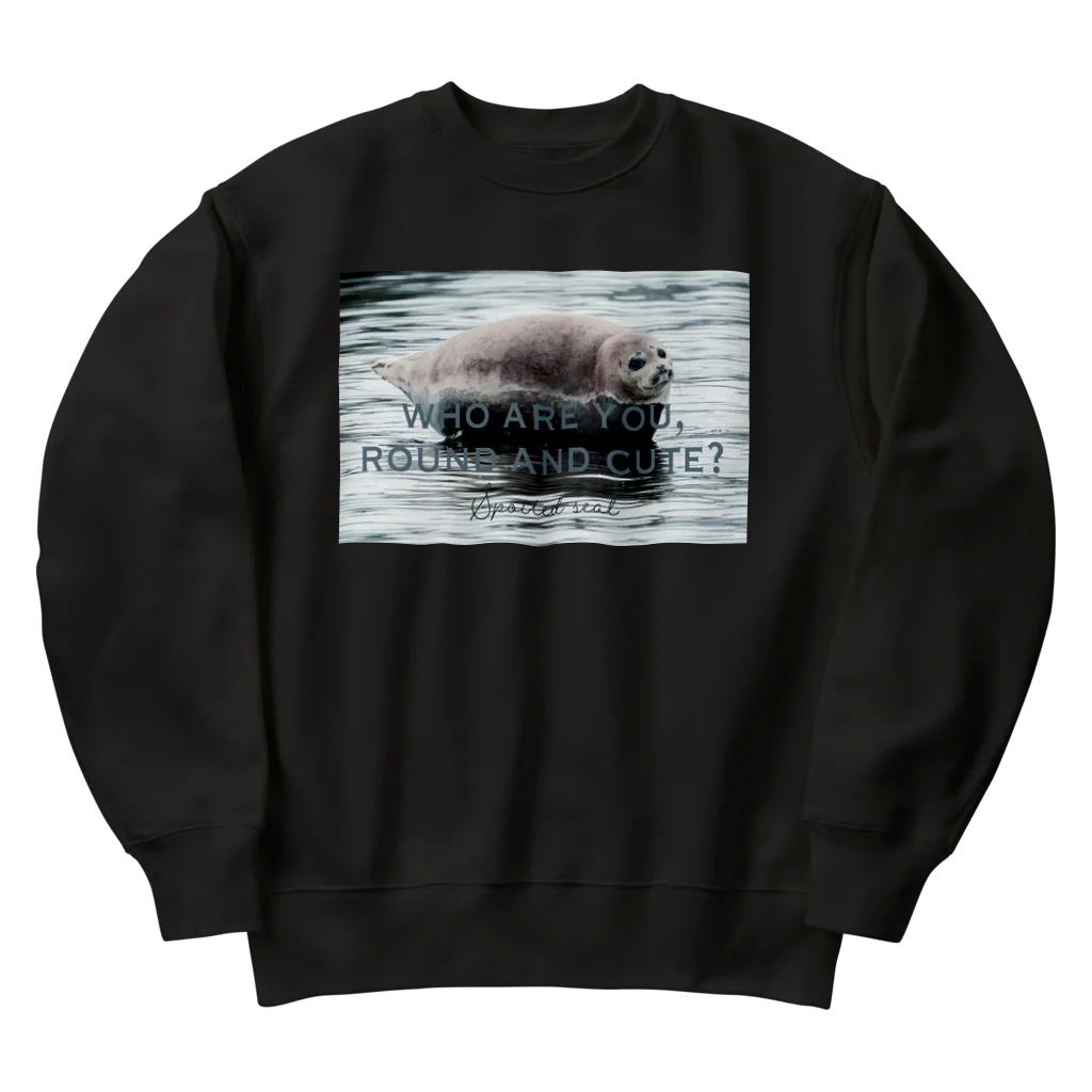 chiho_seal_shopの丸い ゴマフアザラシ Round spotted seal Heavyweight Crew Neck Sweatshirt