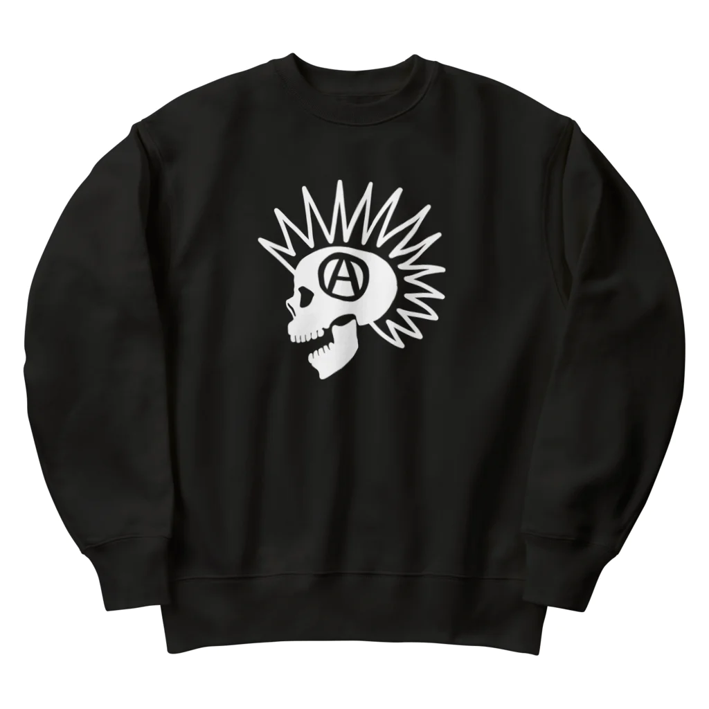 QUQU_WORKSのモヒカンスカル ホワイト Heavyweight Crew Neck Sweatshirt