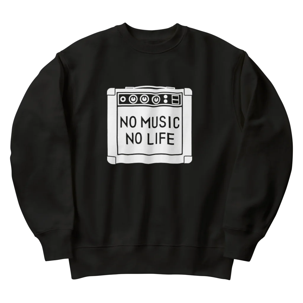 QUQU_WORKSのノーミュージックノーライフ アンプデザイン ホワイト Heavyweight Crew Neck Sweatshirt