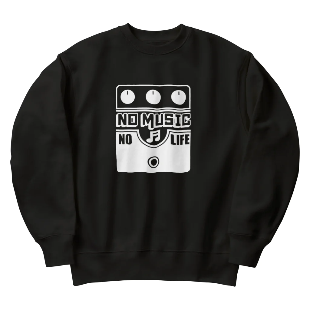 QUQU_WORKSのノーミュージックノーライフ ビッグマフデザイン ホワイト Heavyweight Crew Neck Sweatshirt