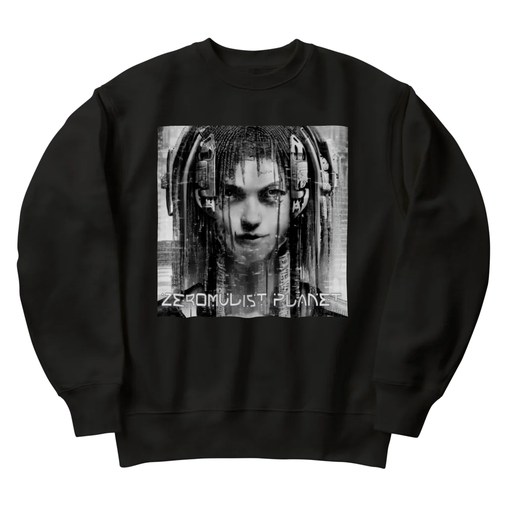 Aimurist のZeromulist planet IAM モノクロ Heavyweight Crew Neck Sweatshirt