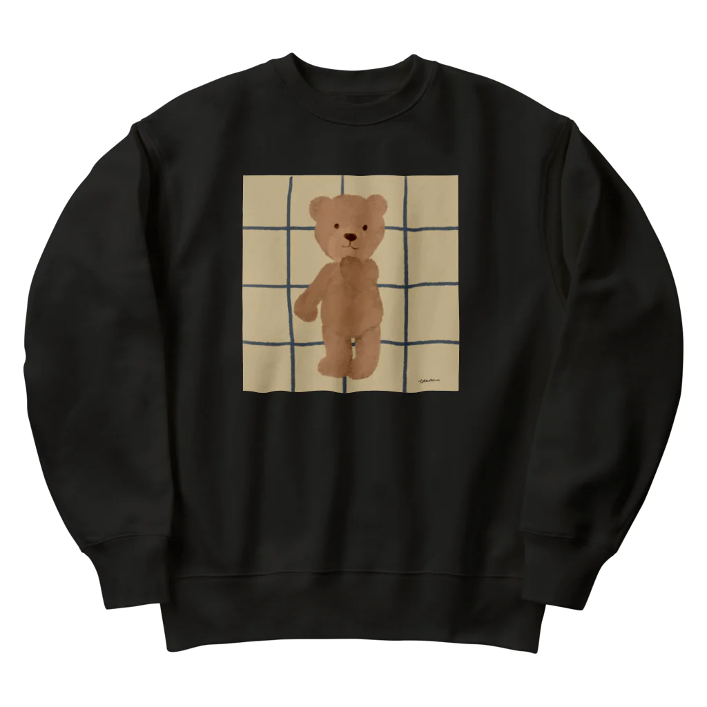 tateshima(たてしま)の口元に手を当てるテディベアくん Heavyweight Crew Neck Sweatshirt