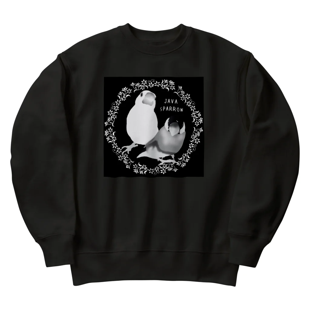 KINAKOLab@SUZURIのモノクロ文鳥さん Heavyweight Crew Neck Sweatshirt