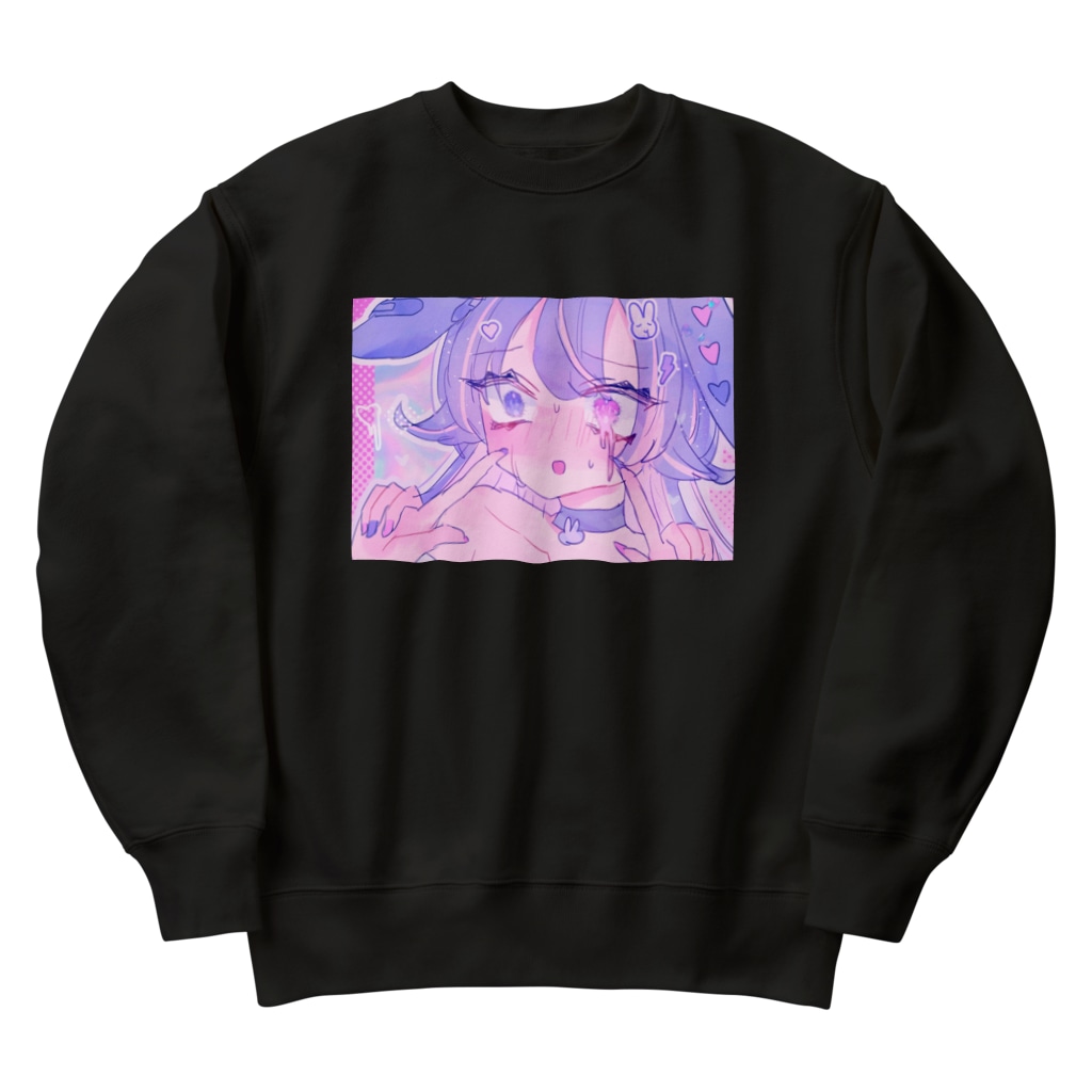 あくむ病院のうさぎ ぱにっく! black Heavyweight Crew Neck Sweatshirt