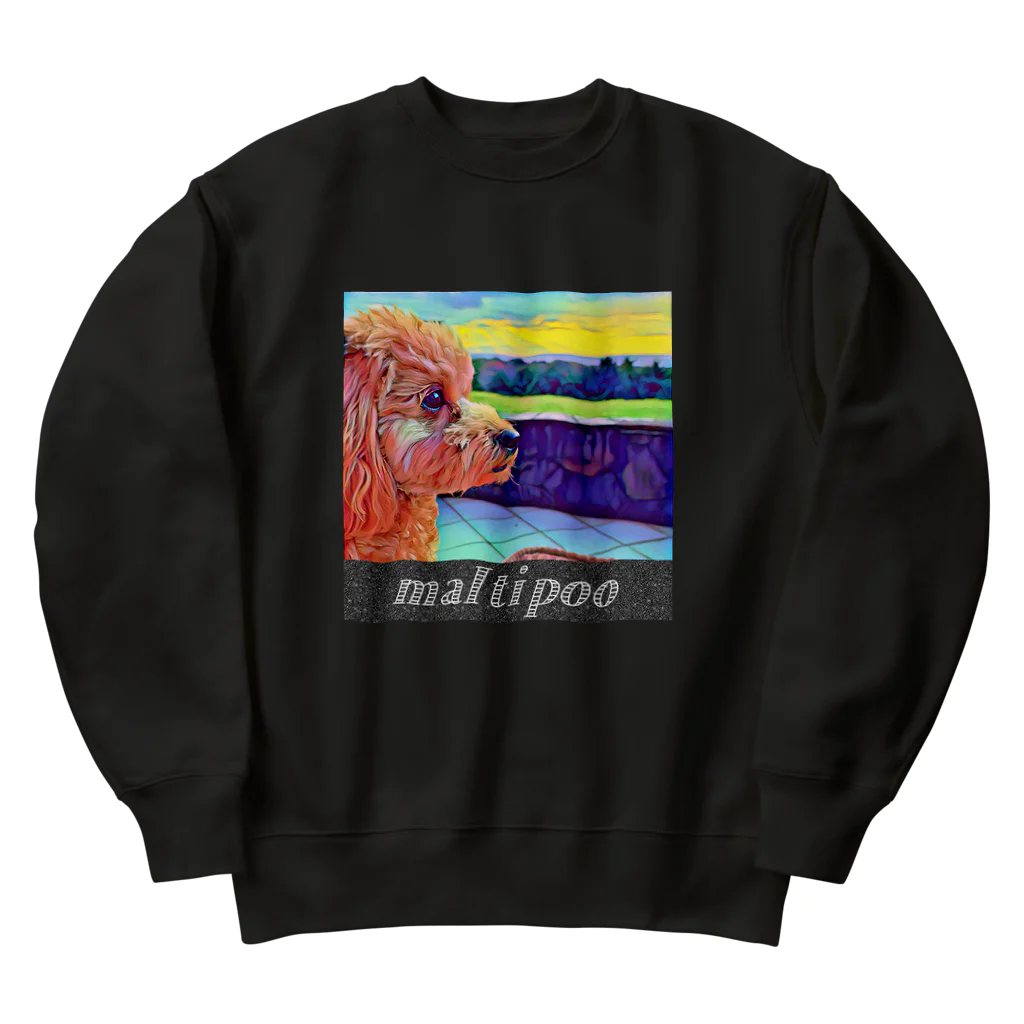 annzu_lifeのくまちゃんわんこ　ビビッド絵画風 Heavyweight Crew Neck Sweatshirt