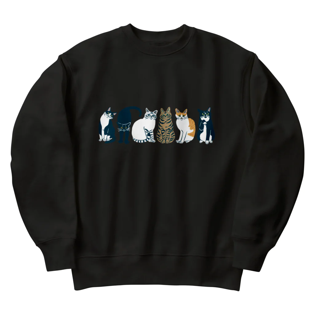 喫茶こぐまやの6匹の猫 Heavyweight Crew Neck Sweatshirt