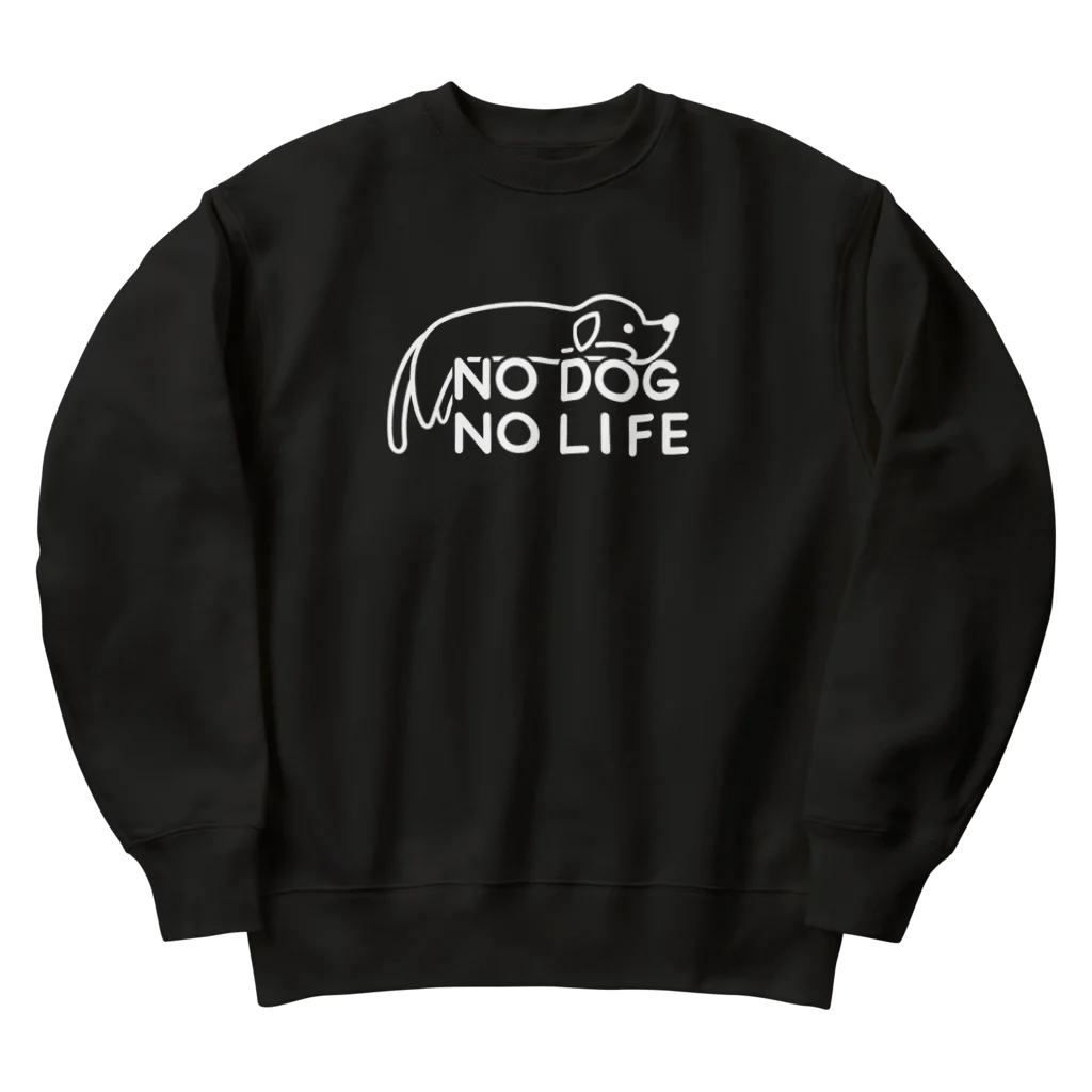 ぽぴーぴぽーのNO DOG NO LIFE(白線) Heavyweight Crew Neck Sweatshirt