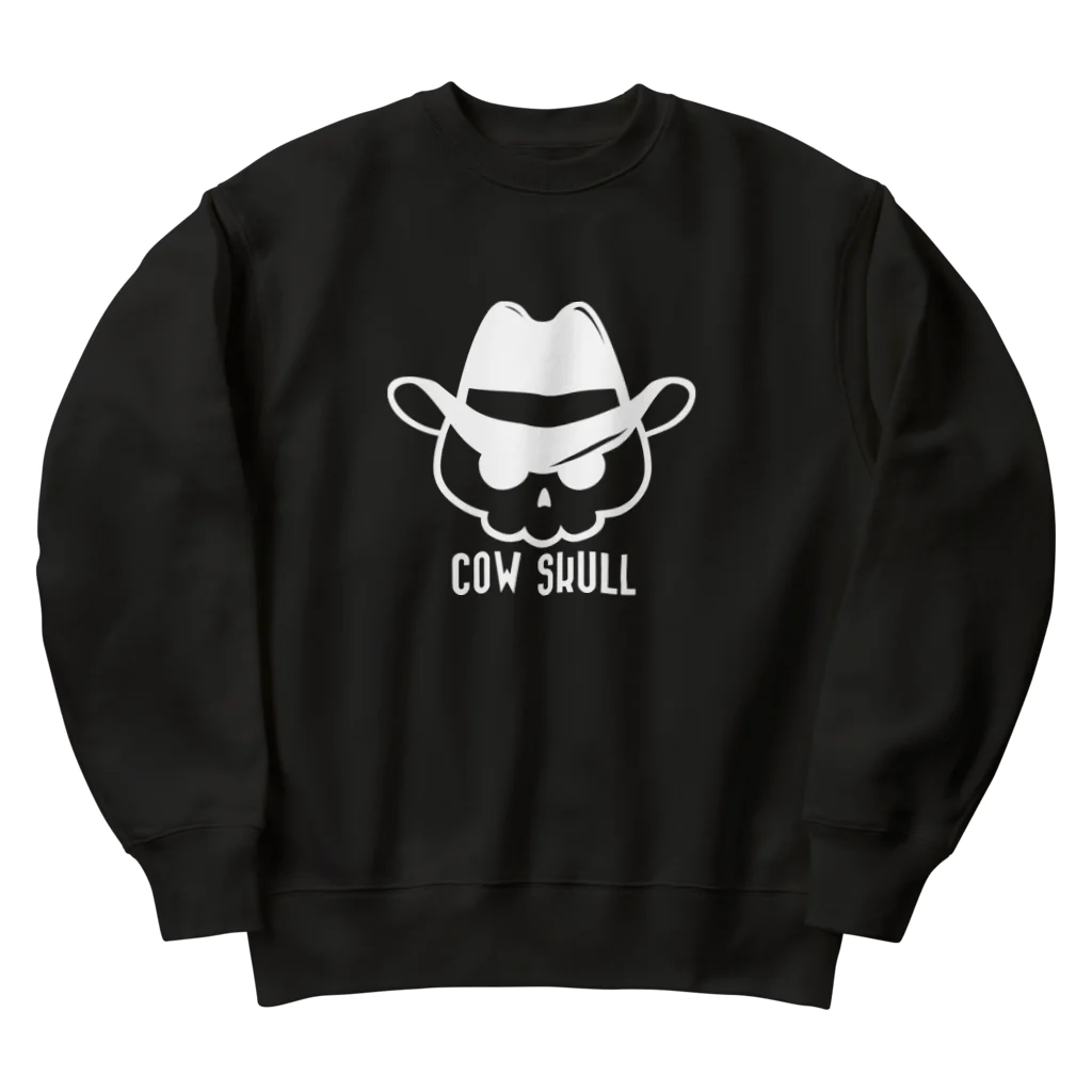 QUQU_WORKSのCOW SKULL テンガロンハットドクロ ホワイト Heavyweight Crew Neck Sweatshirt