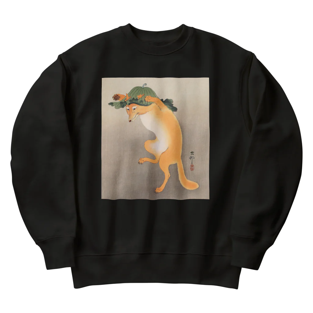 寿めでたや(ukiyoe)の日本画：浮世絵；踊る狐 Heavyweight Crew Neck Sweatshirt