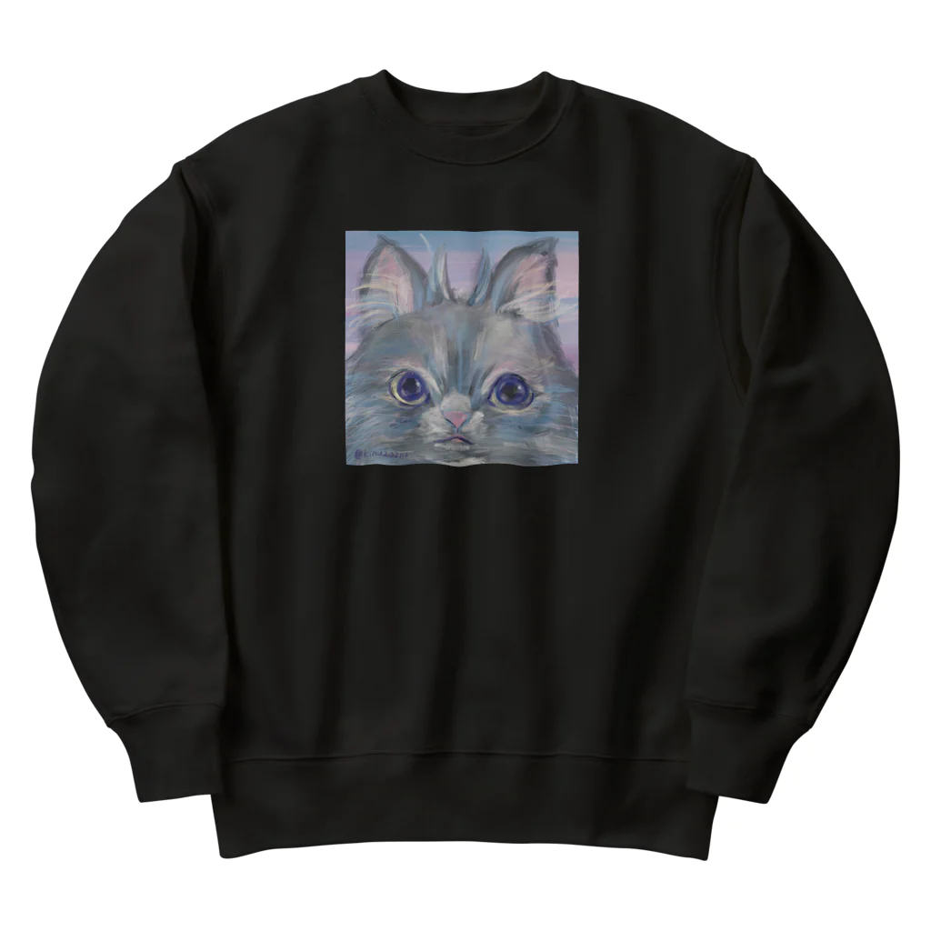 猫のきぬくんのお店のフクロウじゃないもん Heavyweight Crew Neck Sweatshirt