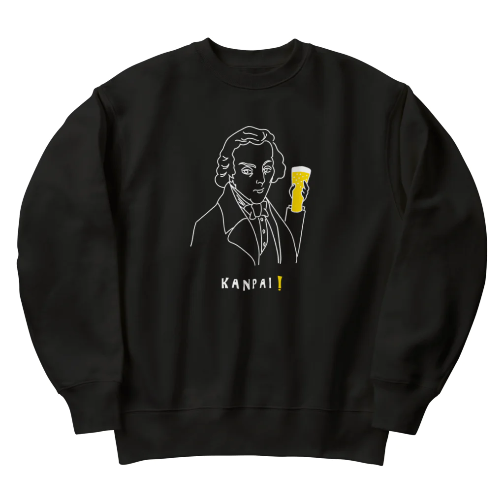 ビールとアート TM-3 Designの偉人 × BEER（ショパン）白線画 Heavyweight Crew Neck Sweatshirt