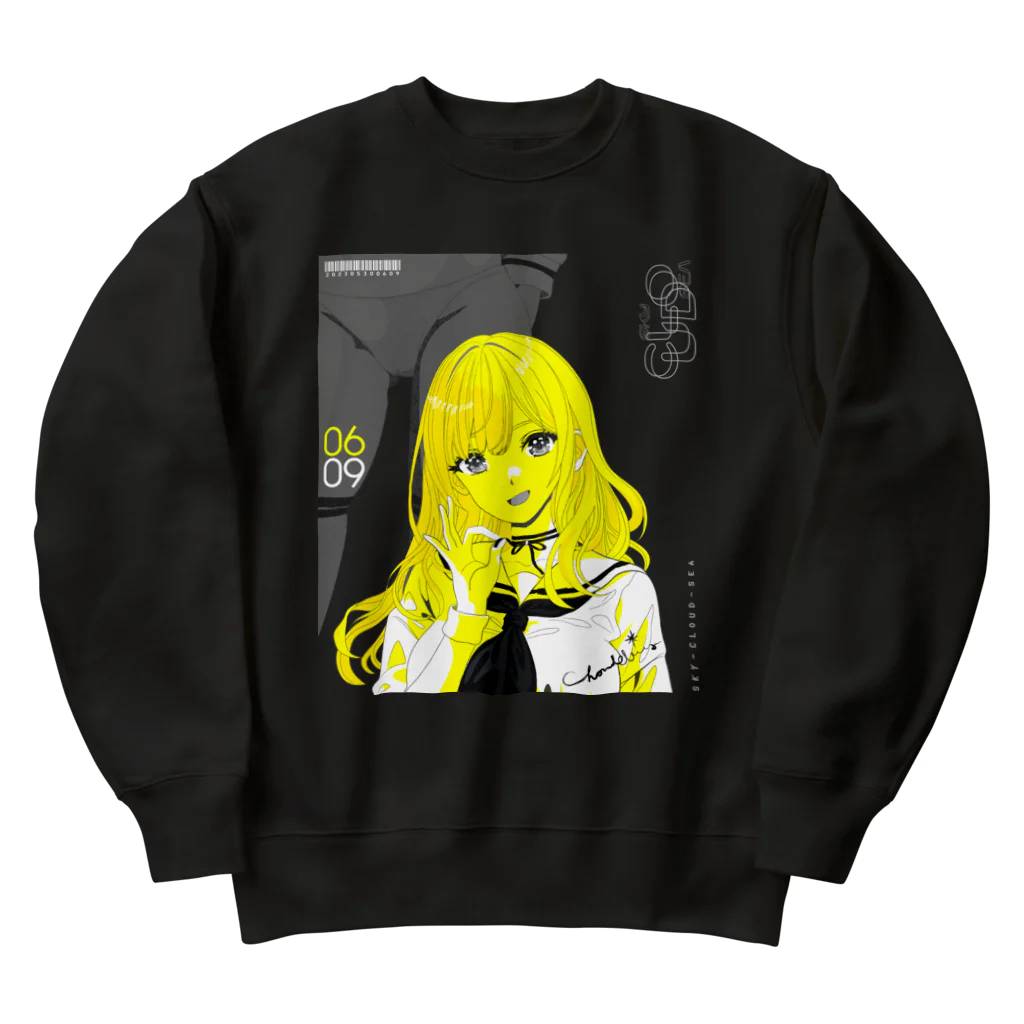 loveclonesのSKY-CLOUD-SEA 06/09 線画 ガールズイラスト Heavyweight Crew Neck Sweatshirt