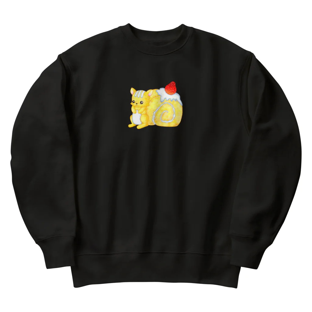 satoayaのアニマルカフェのフードアニマル　ロールケーキリス Heavyweight Crew Neck Sweatshirt