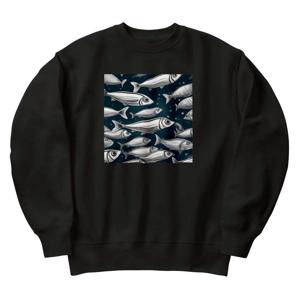 京都イラスト工房の動物シリーズ15：イワシ Heavyweight Crew Neck Sweatshirt