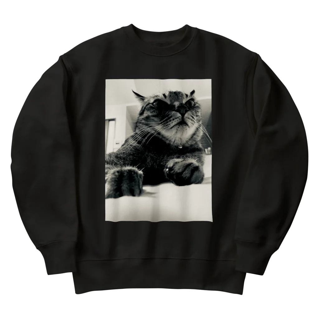 深夜の猫屋さんのしんやねこ Heavyweight Crew Neck Sweatshirt