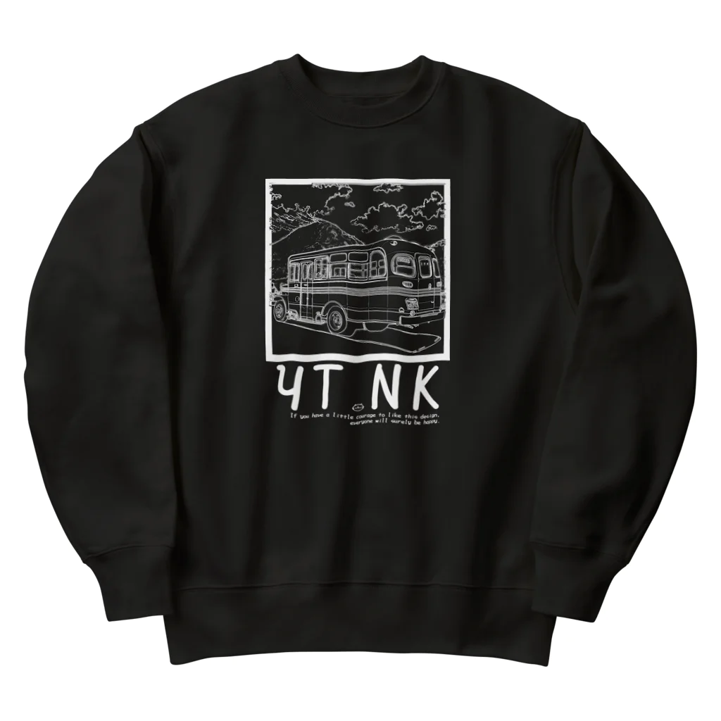 YUTANEKO公式ショップのゆたねこ　ボンネットバス　白抜き Heavyweight Crew Neck Sweatshirt