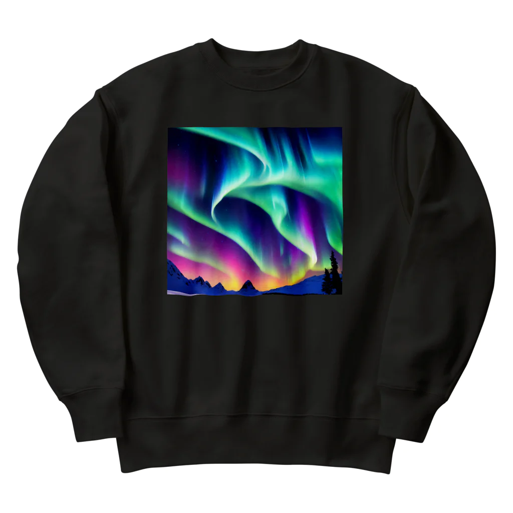 のんびりアート工房の北極のオーロラ Heavyweight Crew Neck Sweatshirt