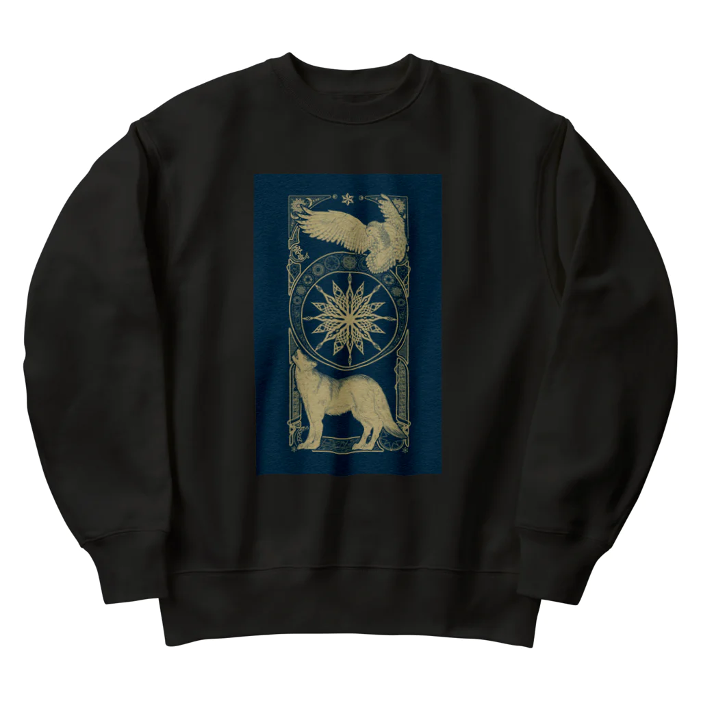 甘漏り屋の星月夜の狼梟 Heavyweight Crew Neck Sweatshirt