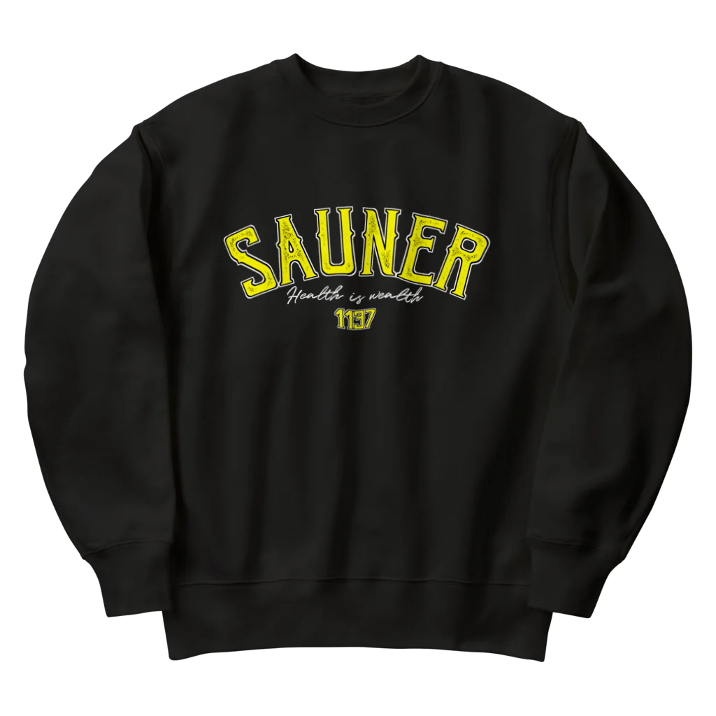 Super Sauna StyleのSAUNER1137 Yellow -Black- Heavyweight Crew Neck Sweatshirt