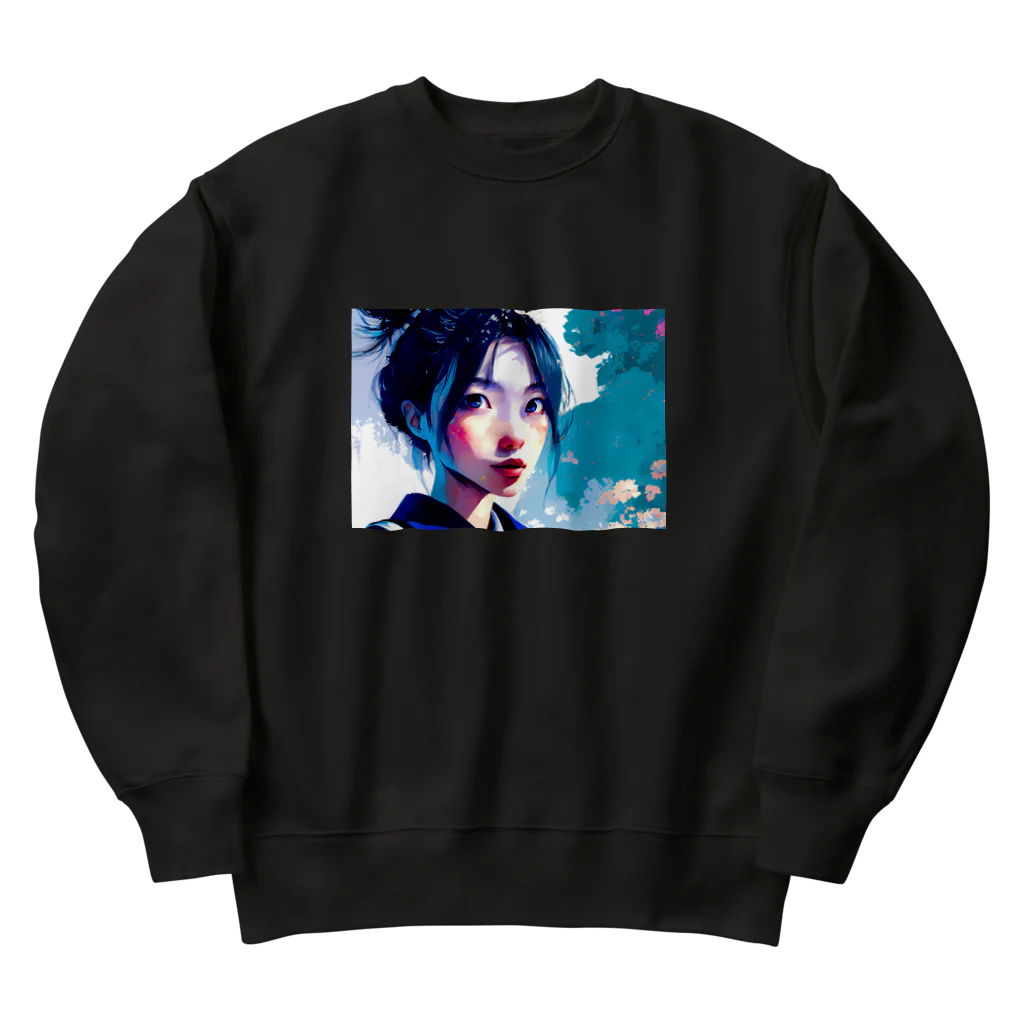 dou-douのblue girl Heavyweight Crew Neck Sweatshirt