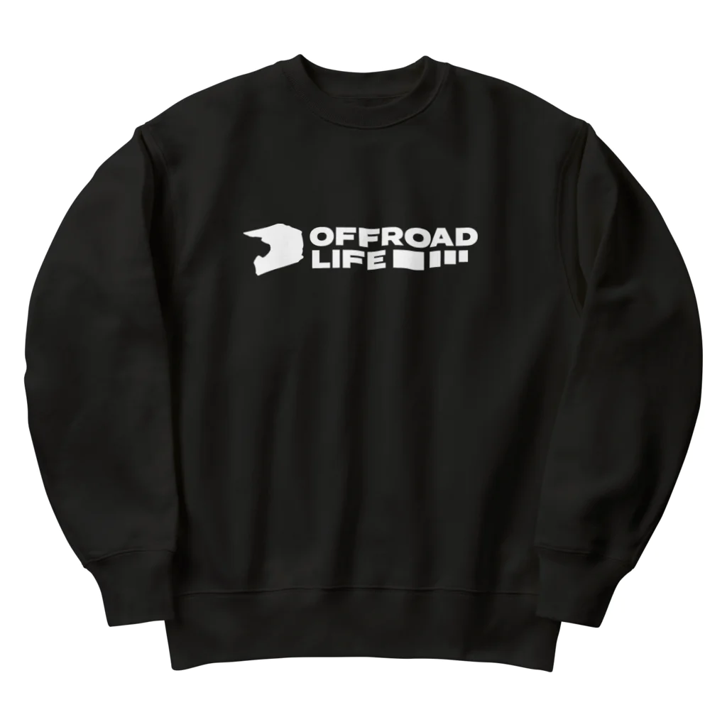 QUQU_WORKSのオフロードライフ オフロードヘルメットデザイン ホワイト Heavyweight Crew Neck Sweatshirt