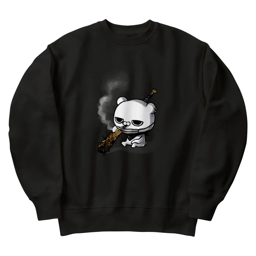 クレイジー闇うさぎSHOPのブチギレ毒舌くま(🚬) Heavyweight Crew Neck Sweatshirt