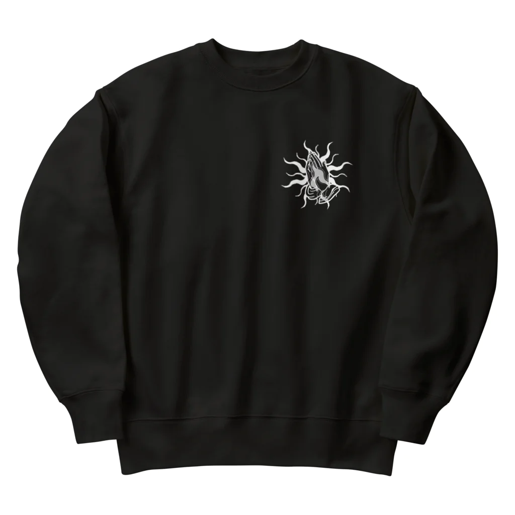 293 hu-ku-miの炎と祈りの手 Heavyweight Crew Neck Sweatshirt