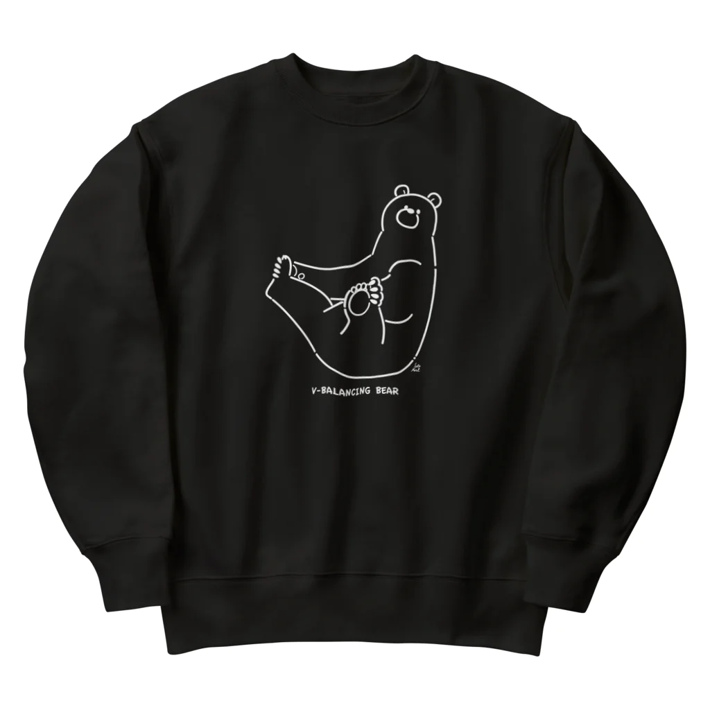 サトウノリコ*のV字バランスするクマ(しろ) Heavyweight Crew Neck Sweatshirt