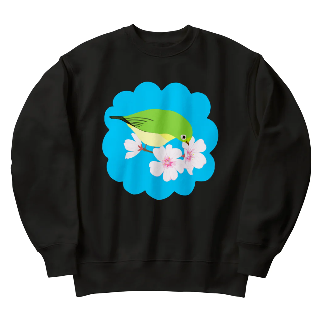 LalaHangeulの桜とメジロさん Heavyweight Crew Neck Sweatshirt