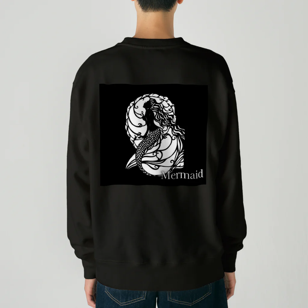 切り絵作家　MiHoの憂いの人魚姫・黒 Heavyweight Crew Neck Sweatshirt