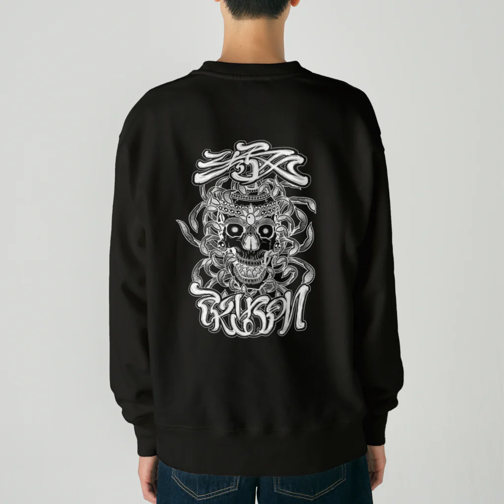 Y's Ink Works Official Shop at suzuriのY'sレターロゴ Skull (White Print) Heavyweight Crew Neck Sweatshirt