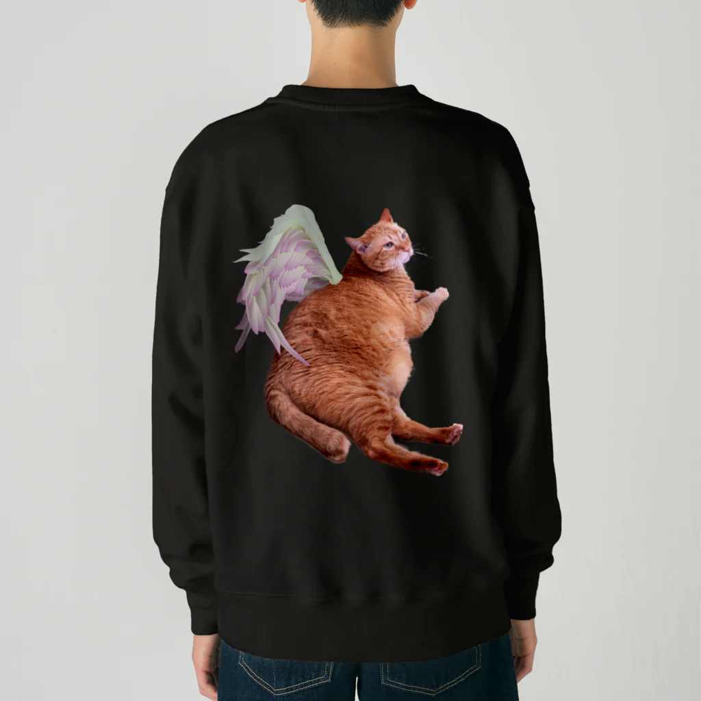 xin_PENTAXの蓮の花びらの羽を背負ったちゃー君 Heavyweight Crew Neck Sweatshirt