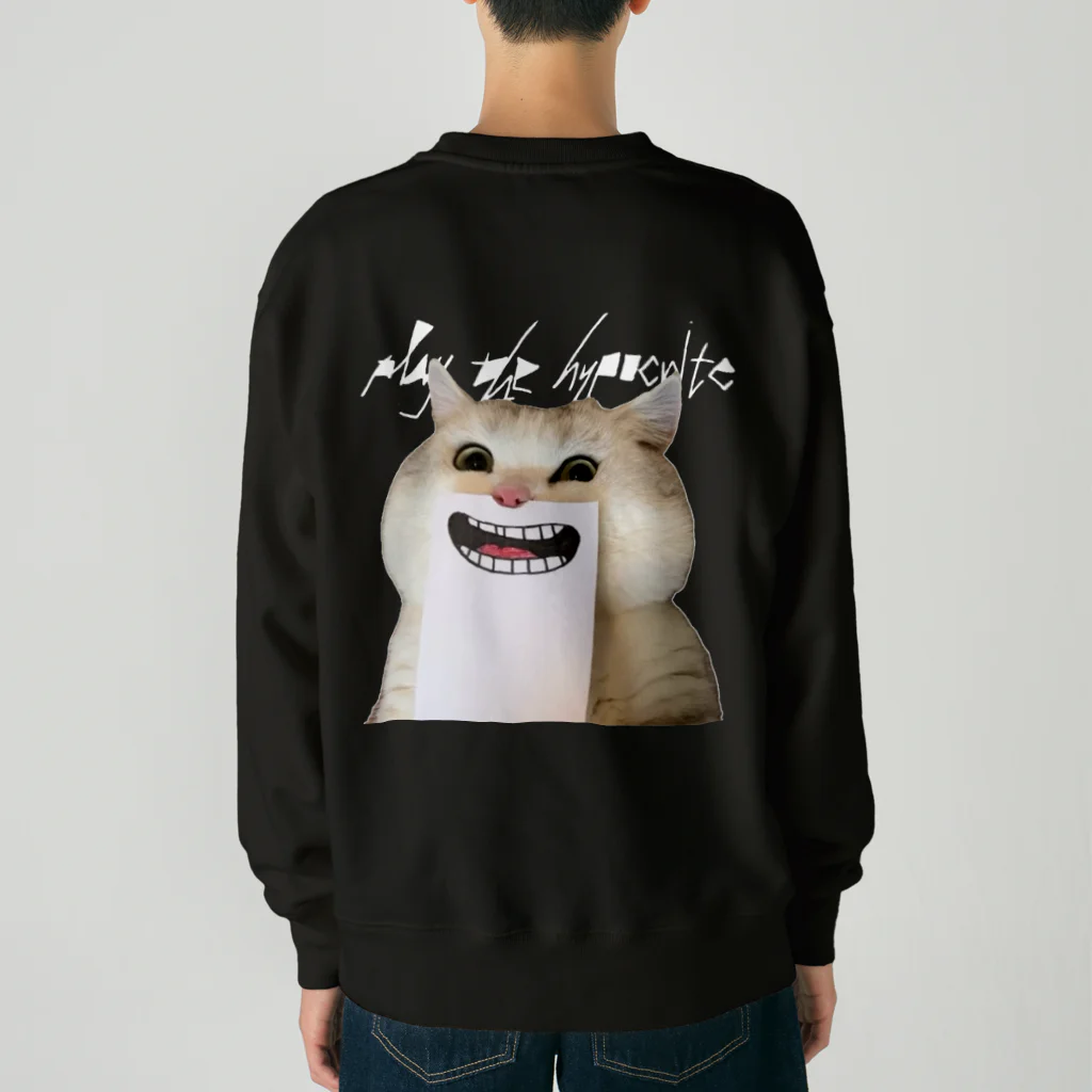 play the hypocriteのplay the hypocrite  猫 黒 スウェット バックプリント Heavyweight Crew Neck Sweatshirt