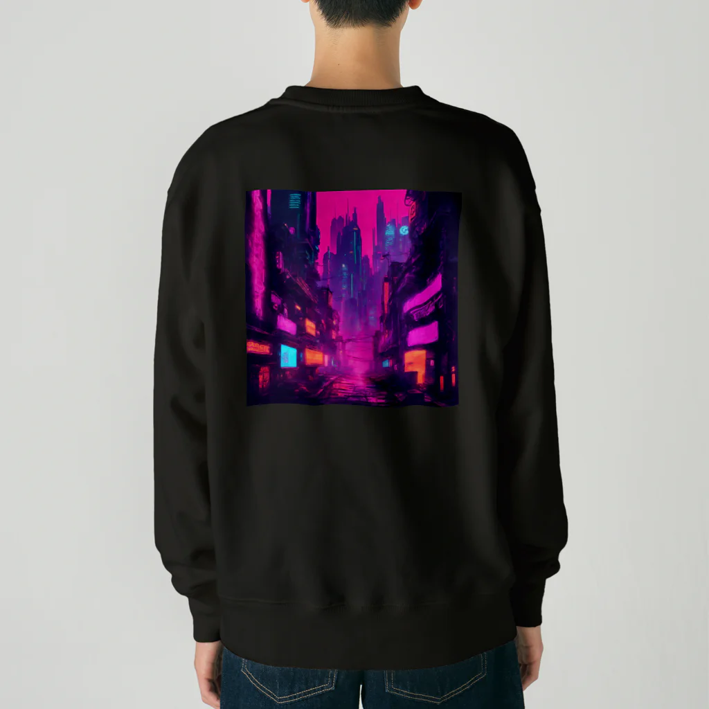 cyber_punkのサイバーパンクな街中 Heavyweight Crew Neck Sweatshirt