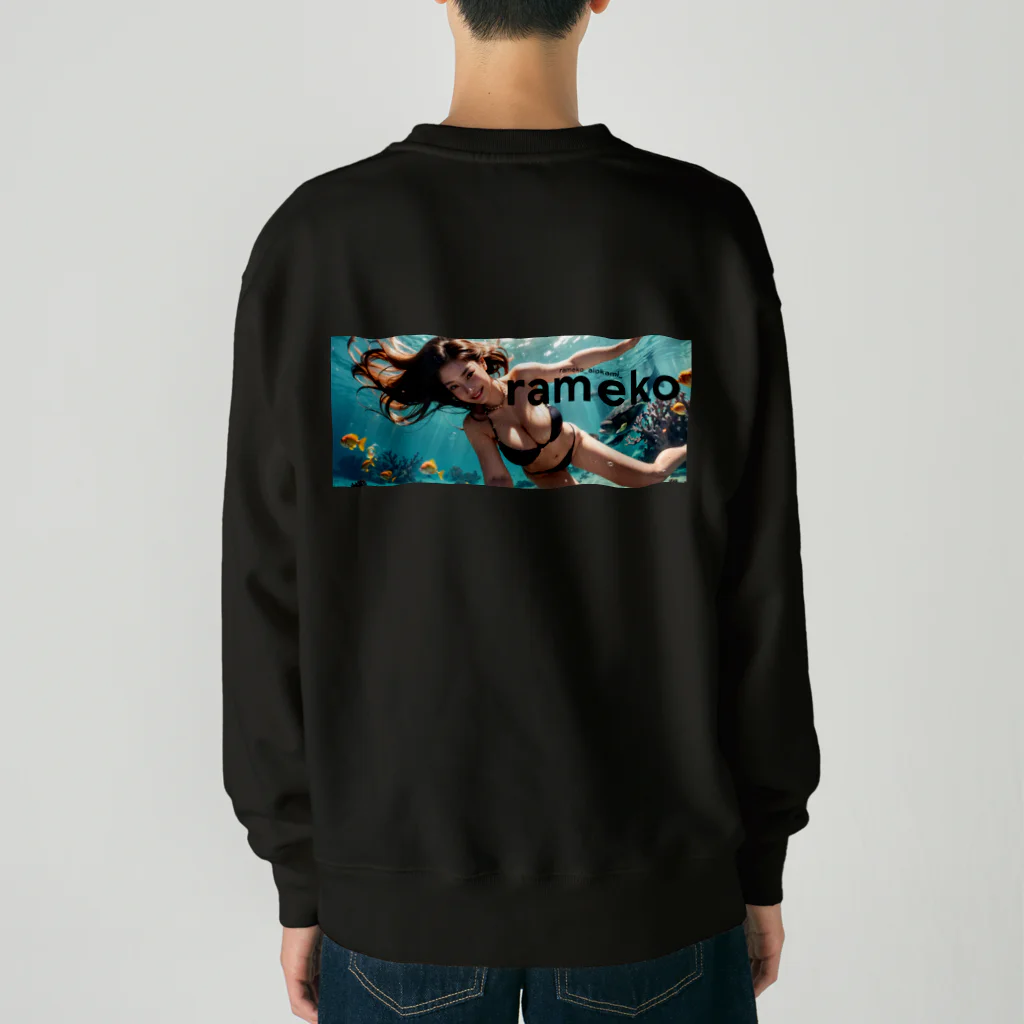 ramekoのラメ子_水着_黒 Heavyweight Crew Neck Sweatshirt