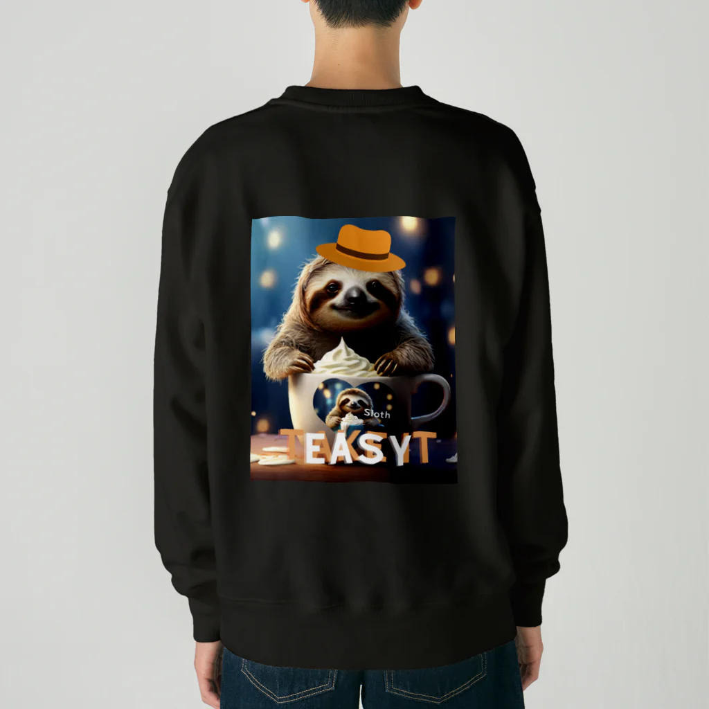 Mellow-Skyのナマケモノとクリーミーなドリンク Heavyweight Crew Neck Sweatshirt