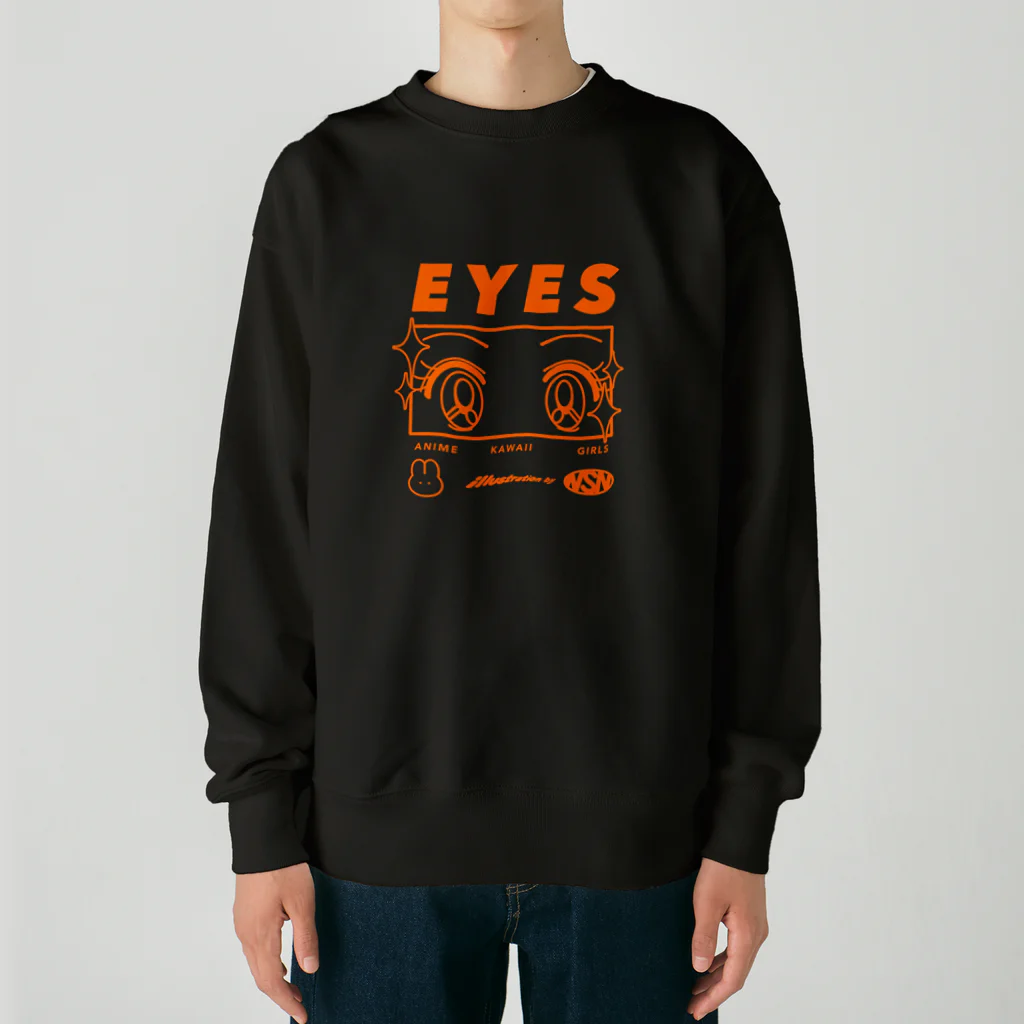 nsnのEYES(orange) Heavyweight Crew Neck Sweatshirt