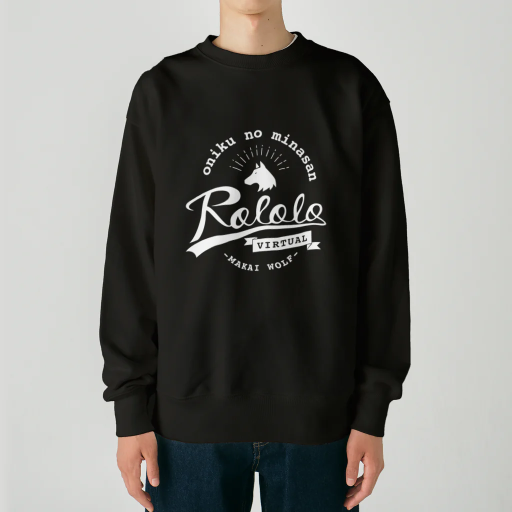 まかいおおかみ屋 SUZURI店のロロロゴ VINTAGE／ホワイト Heavyweight Crew Neck Sweatshirt