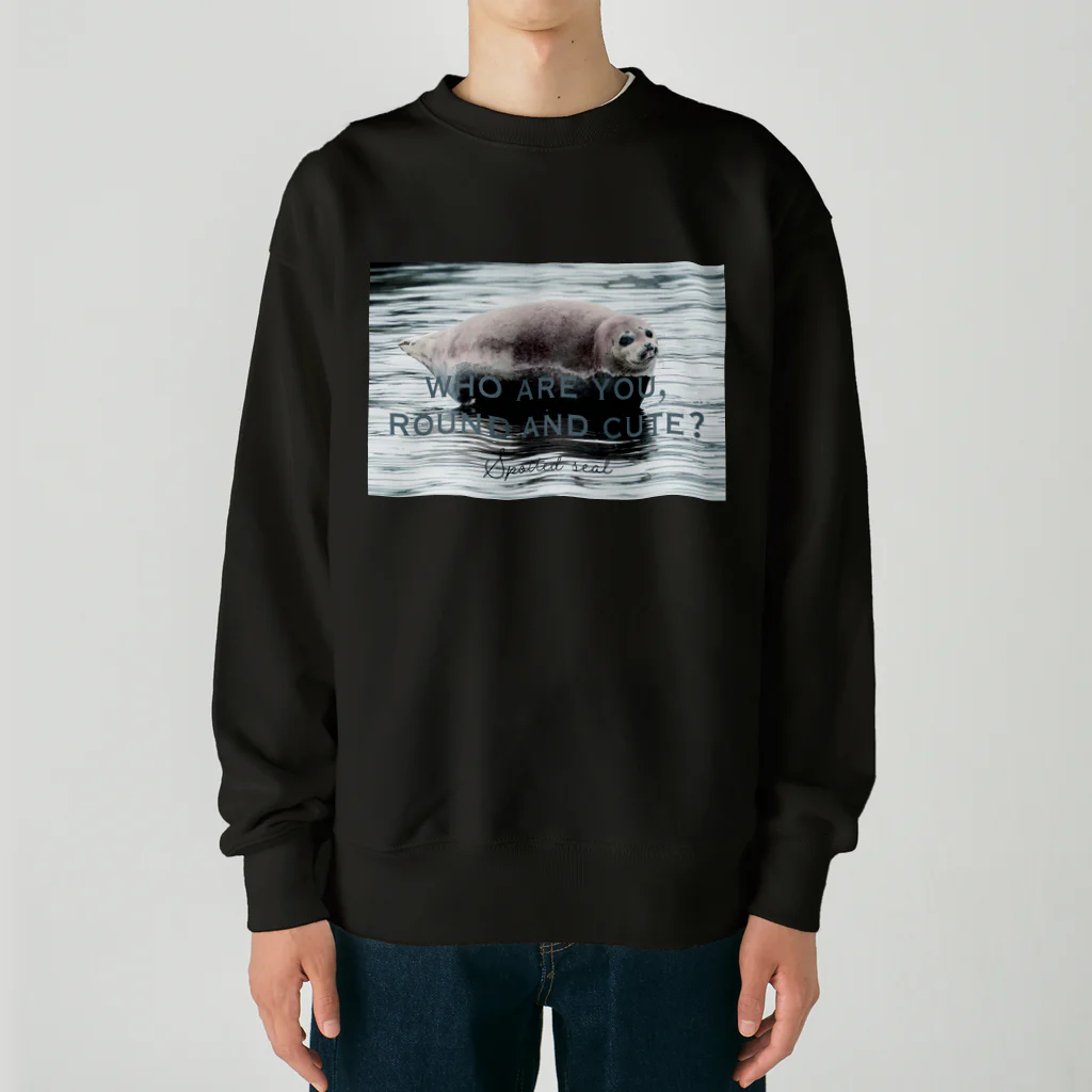 chiho_seal_shopの丸い ゴマフアザラシ Round spotted seal Heavyweight Crew Neck Sweatshirt
